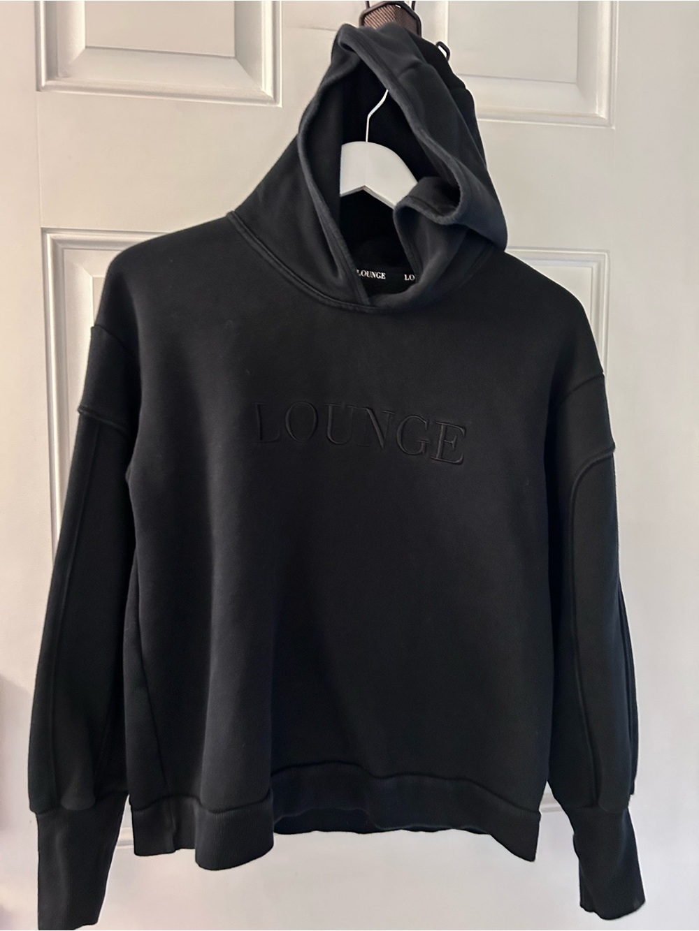 Women's Black Embossed Logo Hoodie